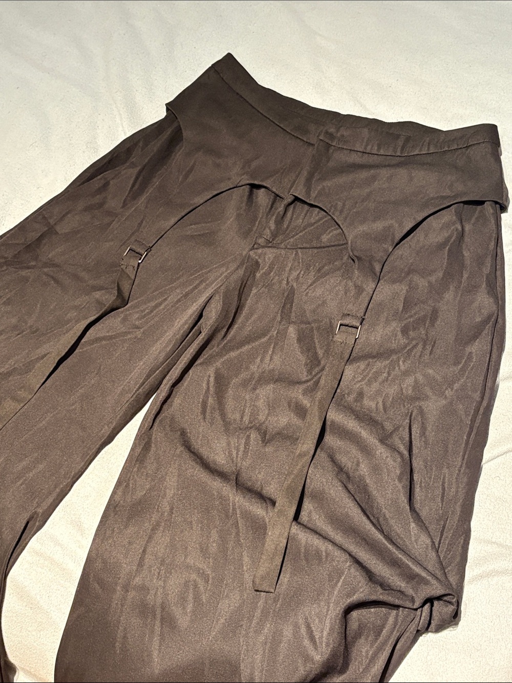 SHEIN Black Wide-leg Strap Streetstyle Pants